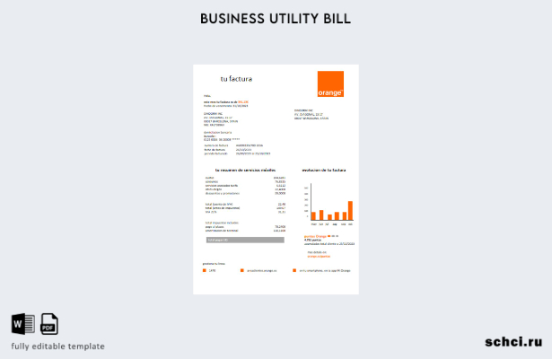 цифровая загрузка шаблона счета за коммунальные услуги Orange в Испании